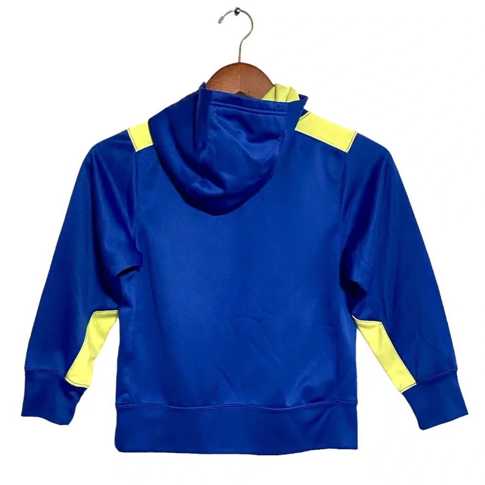 Nike Camo Graphic SpellOut Therma-Fit Blue Pullover Hoodie Athletic Sweatshirt S